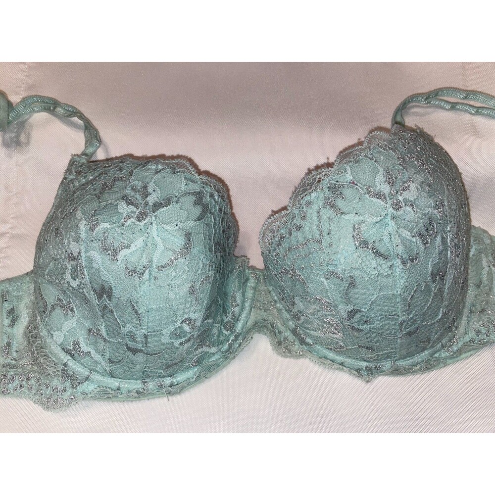 Victoria Secret PINK 34D bra Wear Everywhere Date Lace Sexy Blue women's